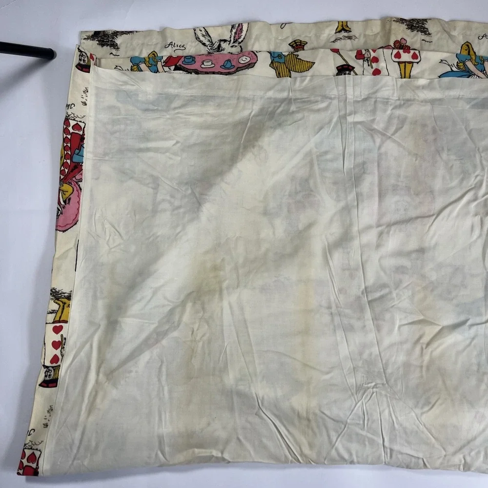 Vintage 1970s Alice in Wonderland Psychedelic Mad Hatter Tea Party Cotton Fabric